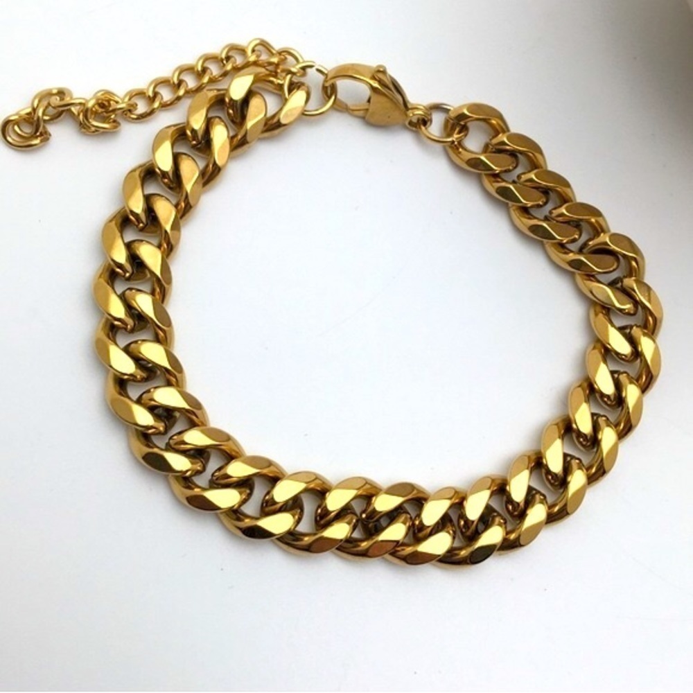18K Gold Plated Chunky Cuban Link Bracelet 9mm